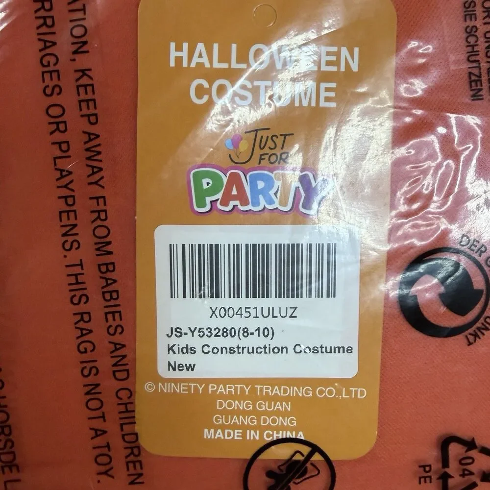 Construction Cone Costume Kids Youth Size 8/10 Orange Traffic Cone Halloween